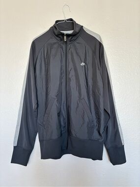 Nike Men’s Grey Full-Zip Track Jacket Bomber with Light Gray Sleeve Stripes XL